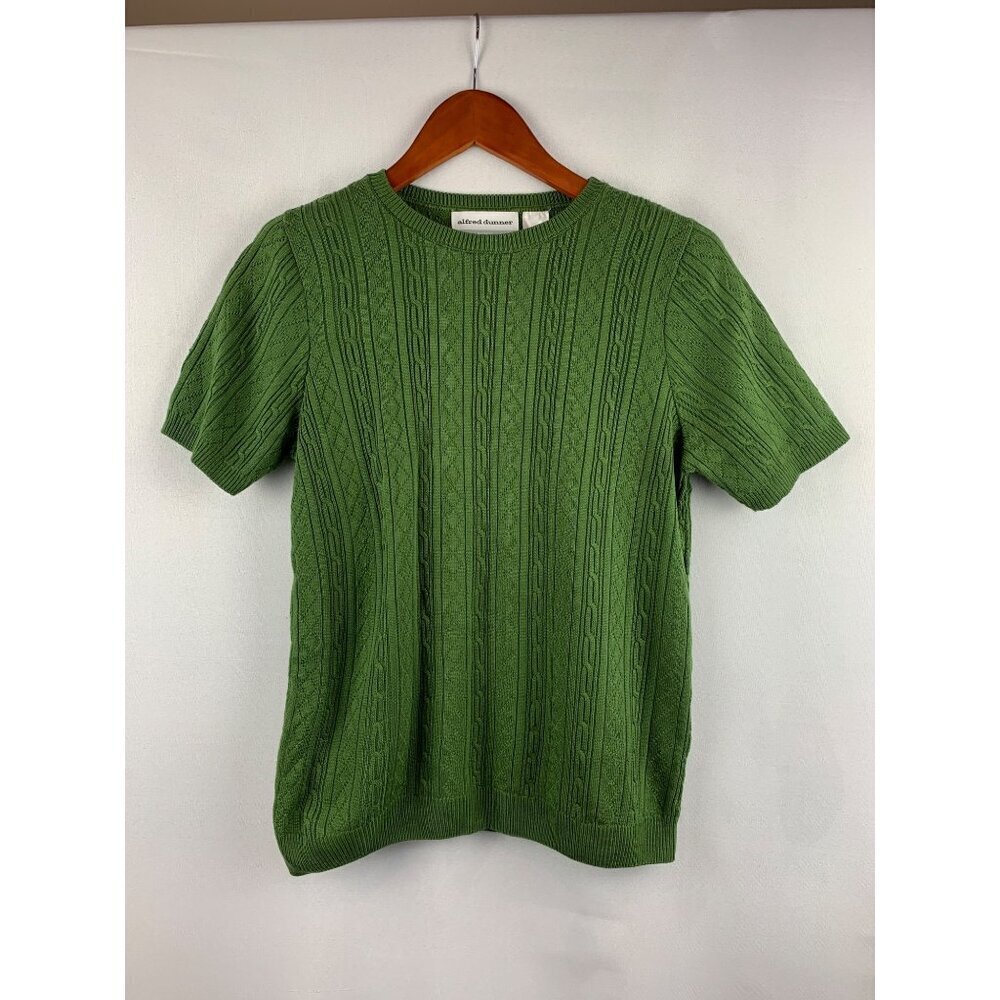 Alfred Dunner Petite Size PS Cable Knit Green Sweater